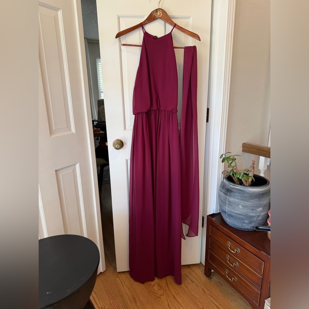 Donna Morgan Sleeveless Chiffon Maxi Dress in Burgundy